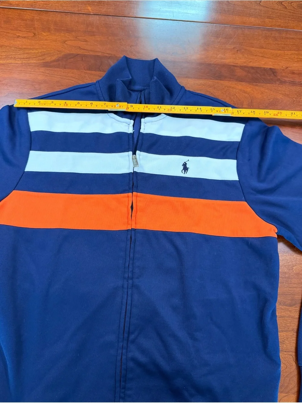 Vintage Polo by Ralph Lauren Navy Track Jacket White & Orange Stripes Men size M